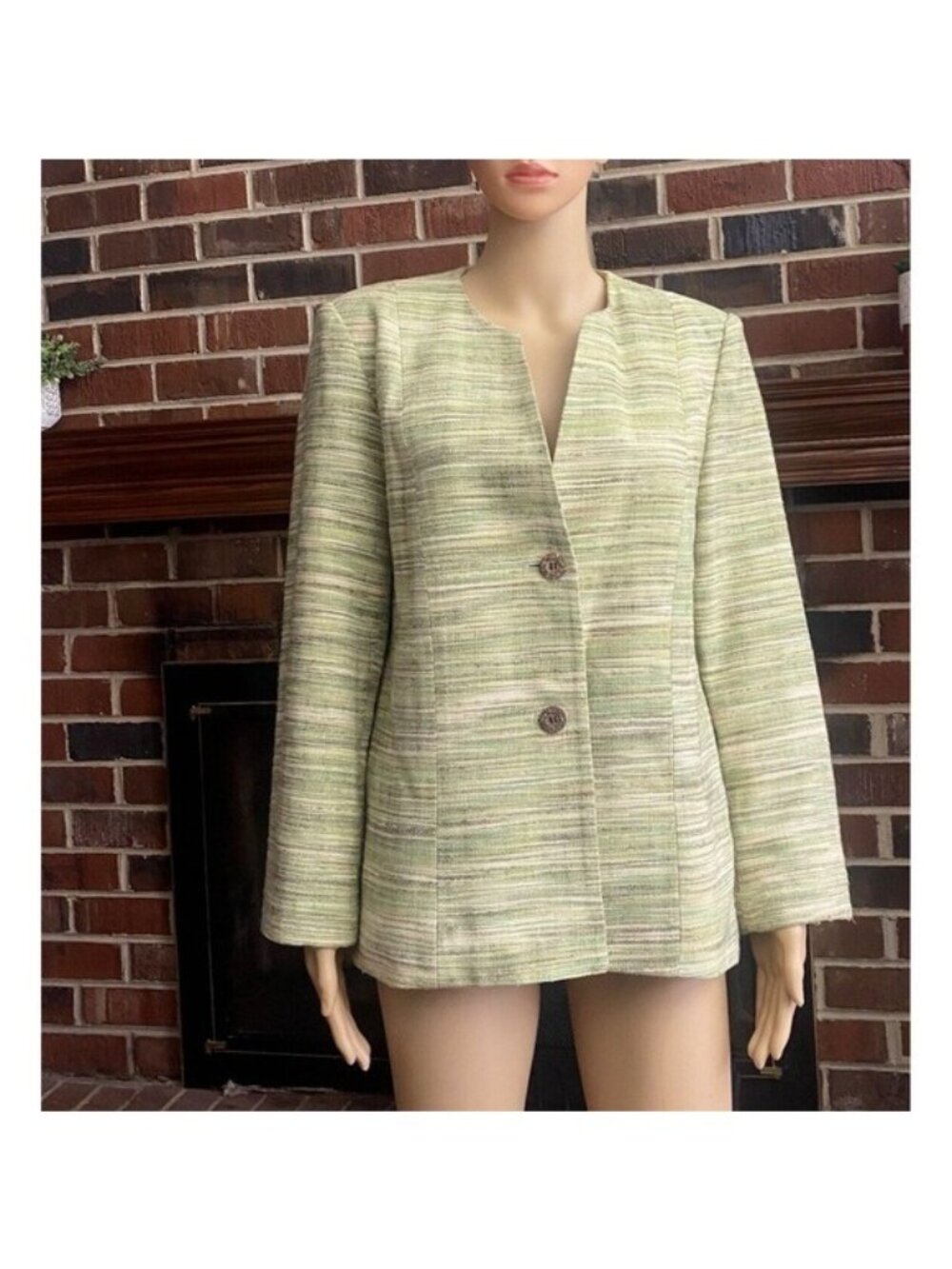 Alfred Dunner Blazer Jacket Womens Size 10 Multicolor Two Button Long Sleeves